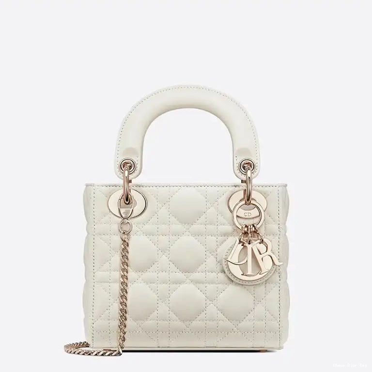 Mini White Cannage Bag Lady Lambskin Dior 0507